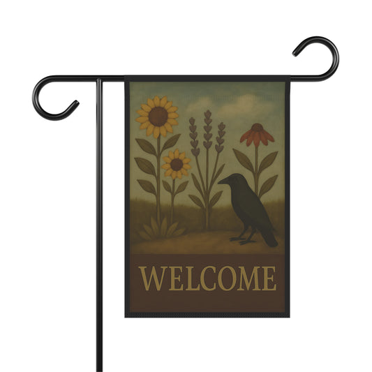 Garden Flag, Outdoor Decor, Welcome Banner, Seasonal Garden Sign, Floral Housewarming Gift, Backyard Decoration
