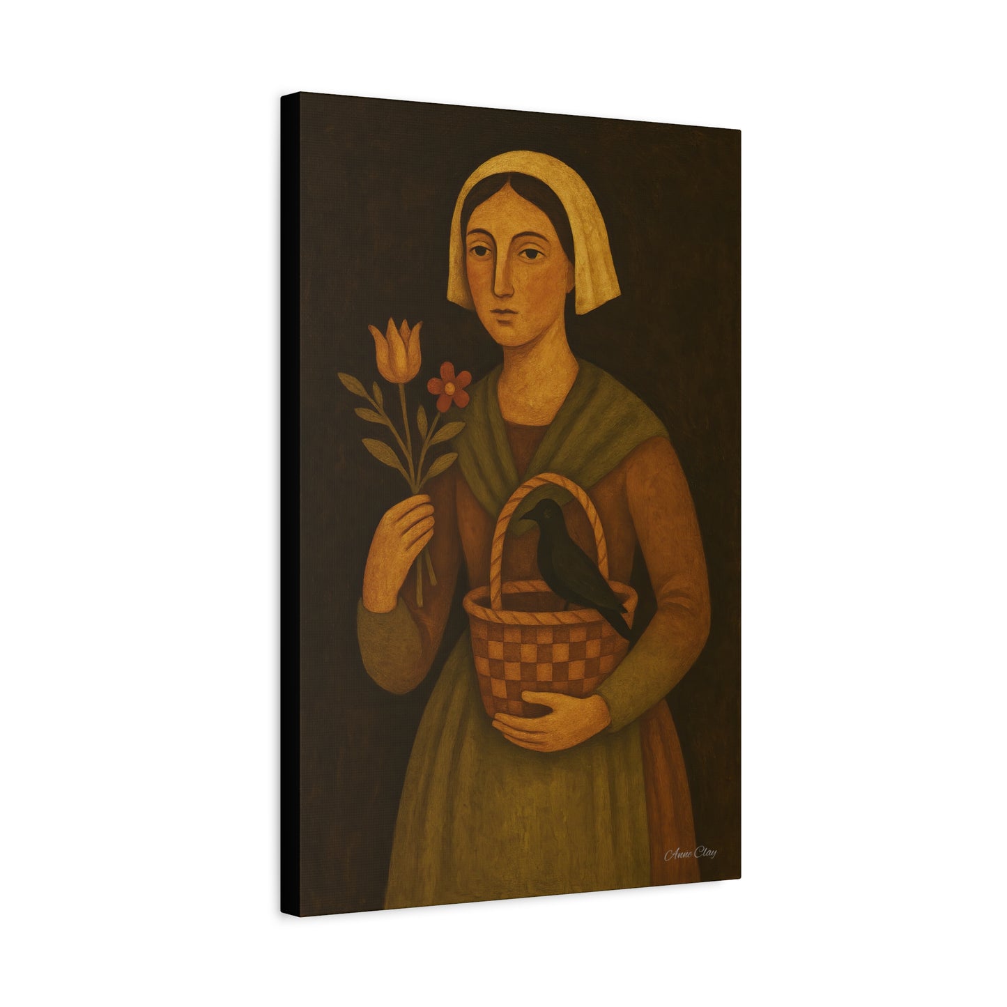 Vintage Woman with Flowers Canvas Art Print, Rustic Home Decor, Wall Art for Candlelit Rooms, Gift for Nature Lovers, Farmhouse Style, [...]