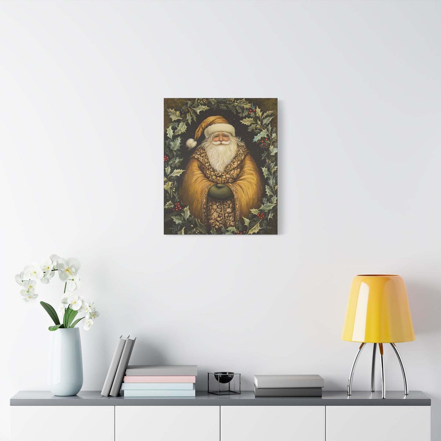 Jolly Gold Santa Matte Canvas, Stretched, 1.25"