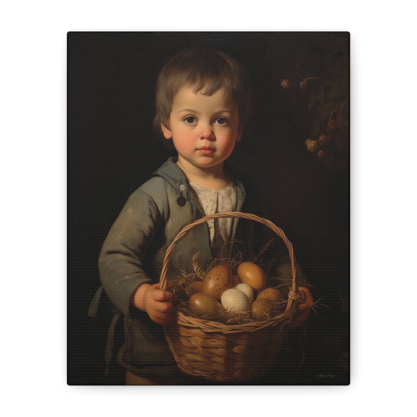 Charming Kid's Art Canvas - Vintage Style Bunny & Eggs Design for Home Decor