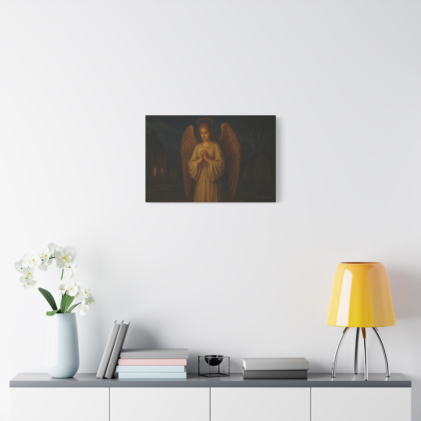 Angel Canvas Wall Art, Religious Home Decor, Spiritual Gift, Prayerful Angel Print, Serene Angel Artwork