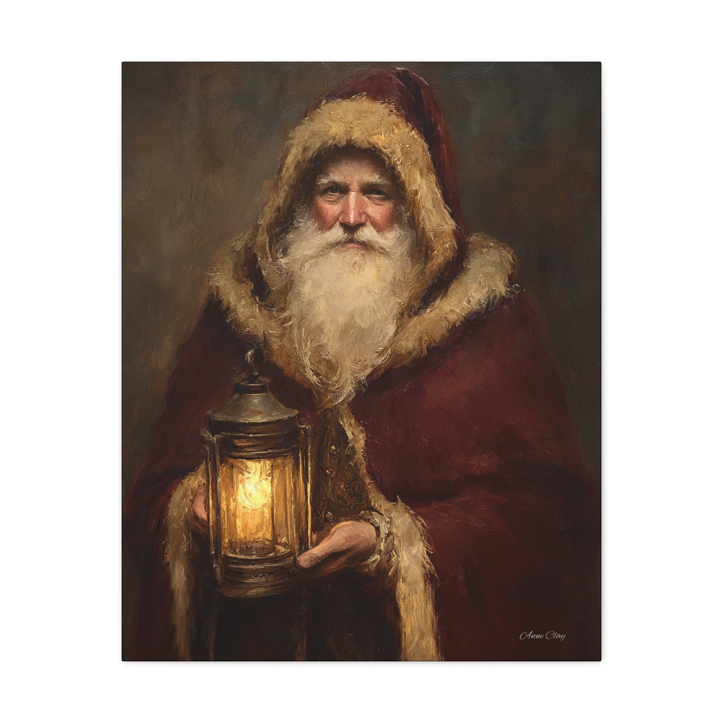 Firelight Santa Matte Canvas, Stretched, 1.25"