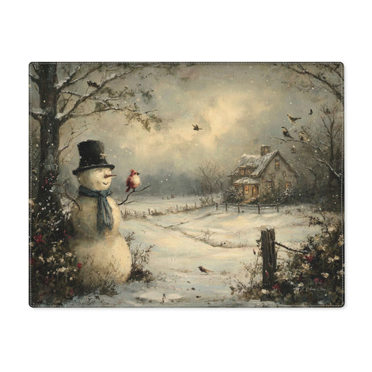 Winter Wonderland Placemat, Snowman Table Setting, Holiday Dinner Decor, Seasonal Dining Accessory, Christmas Tableware, Festive Home Decor