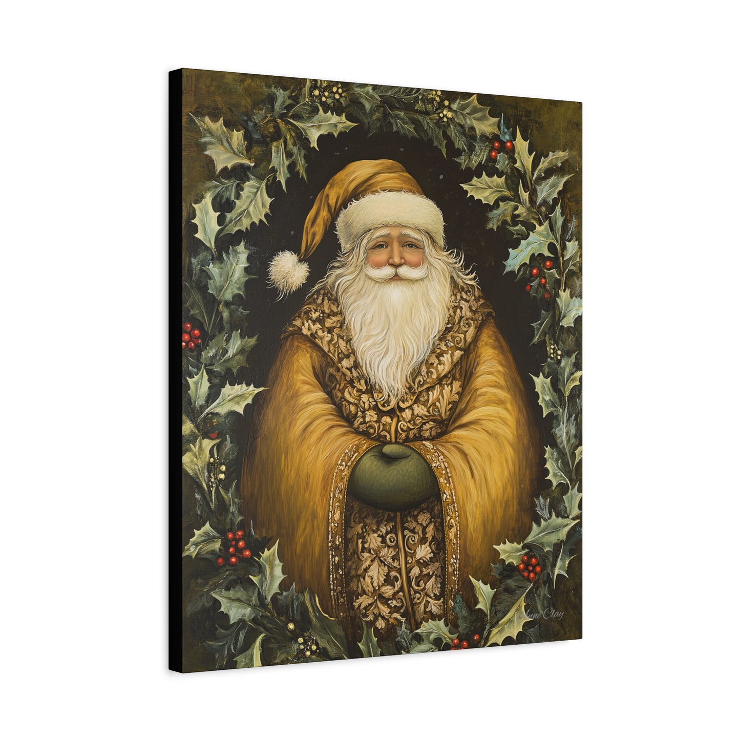 Jolly Gold Santa Matte Canvas, Stretched, 1.25"