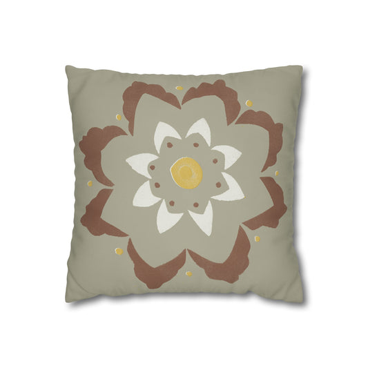 Fantasy Collection Stencil Flower Square Poly Canvas Pillowcase