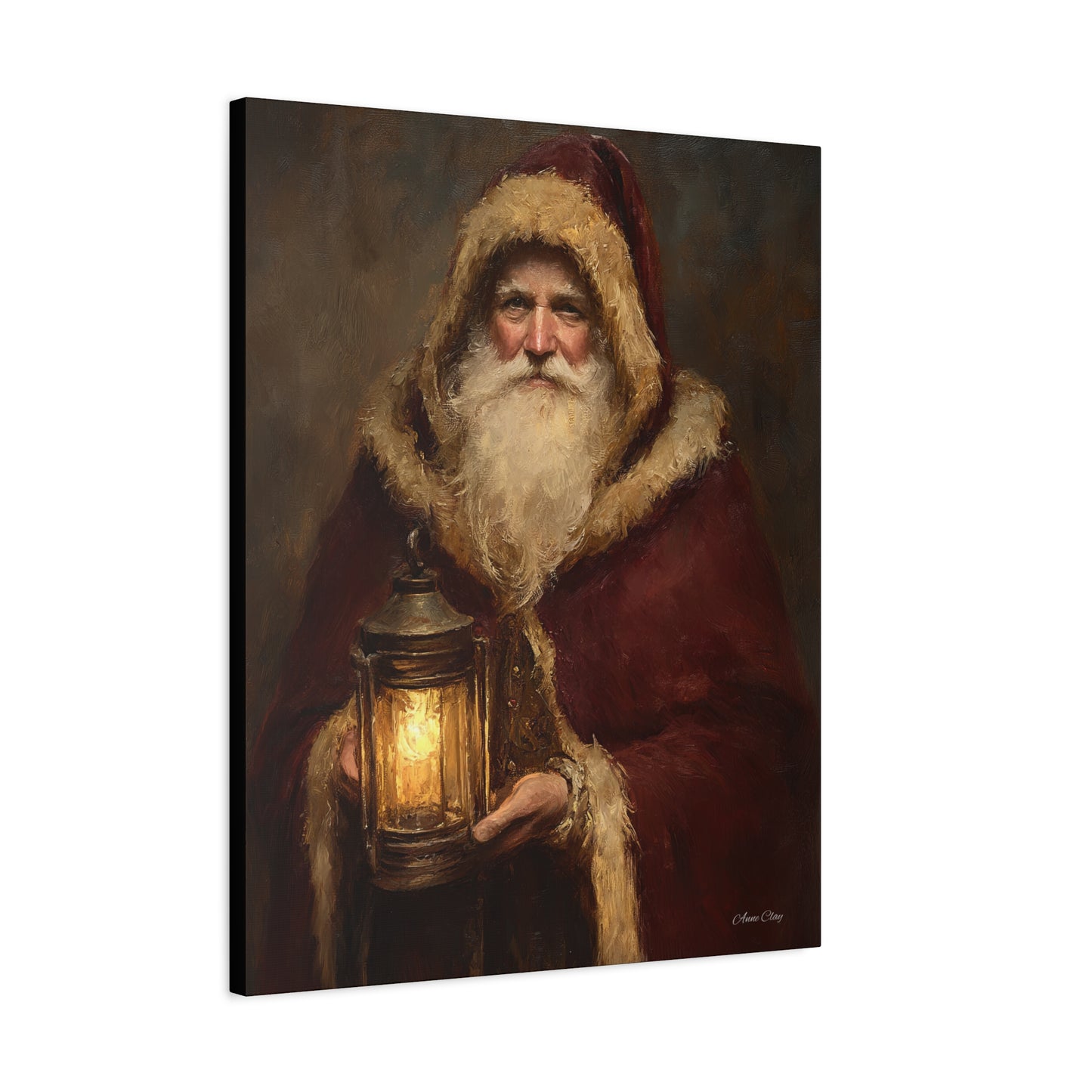 Firelight Santa Matte Canvas, Stretched, 1.25"