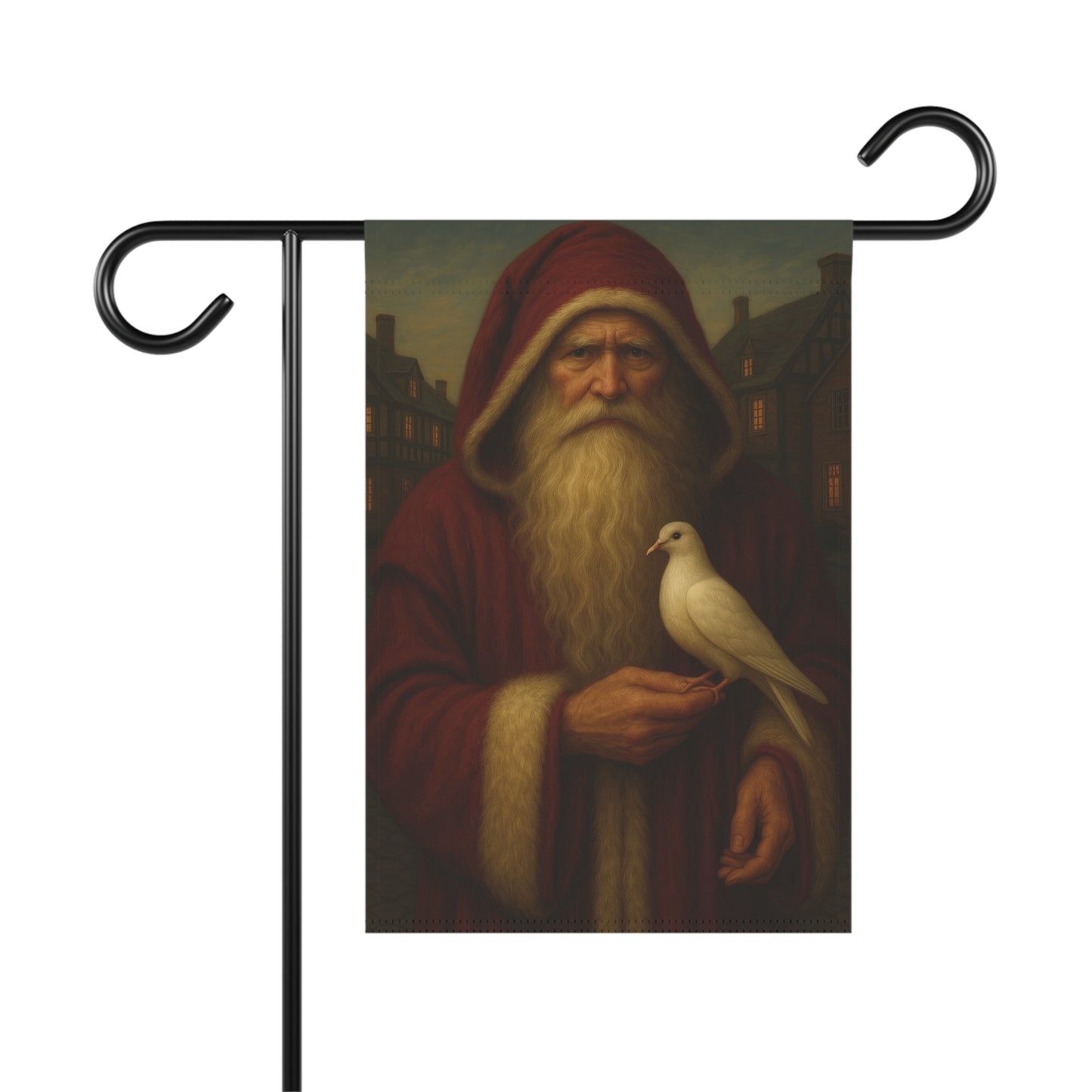 Christmas Garden Banner with Santa Holding Dove