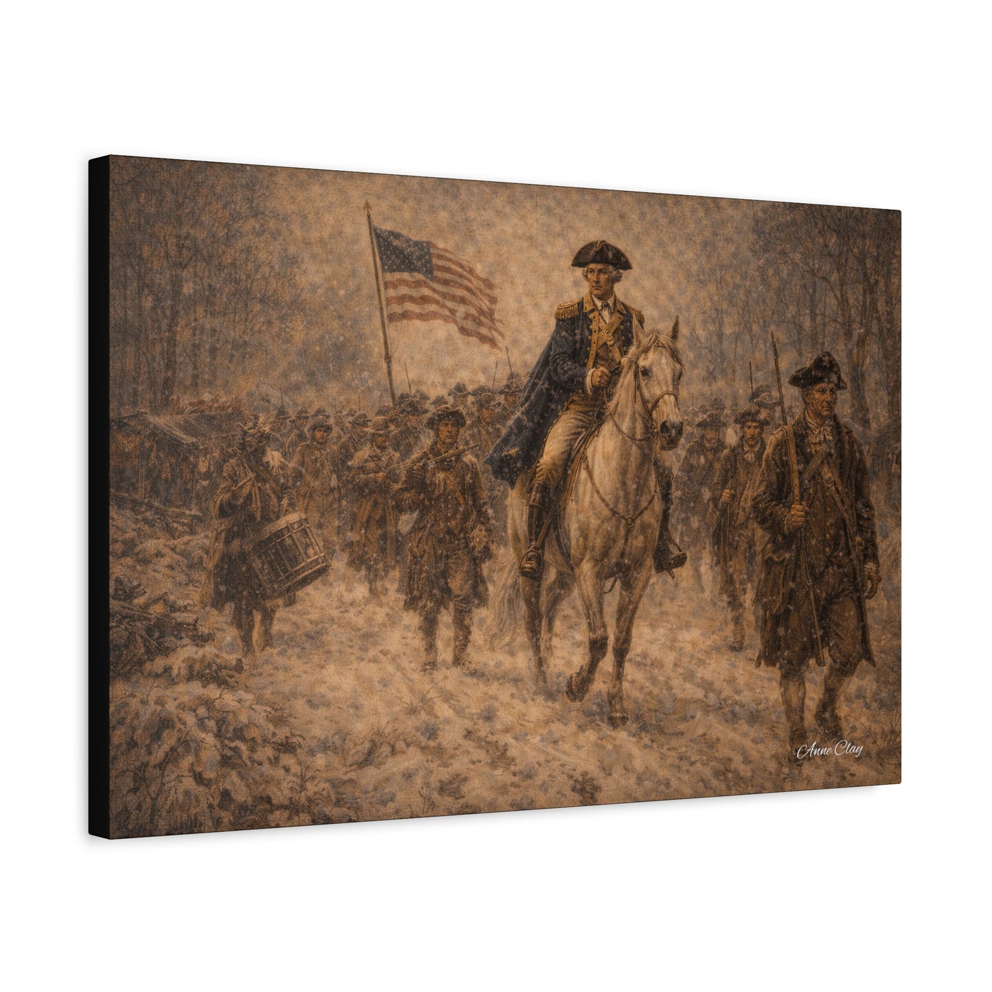 George Washington Revolutionary War Canvas Print — Historic American Flag Wall Art