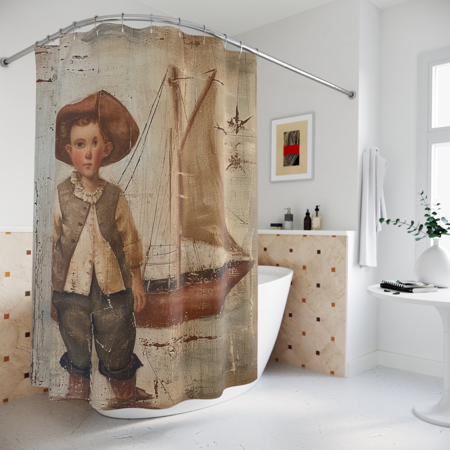 Prim Sailboy Shower Curtains
