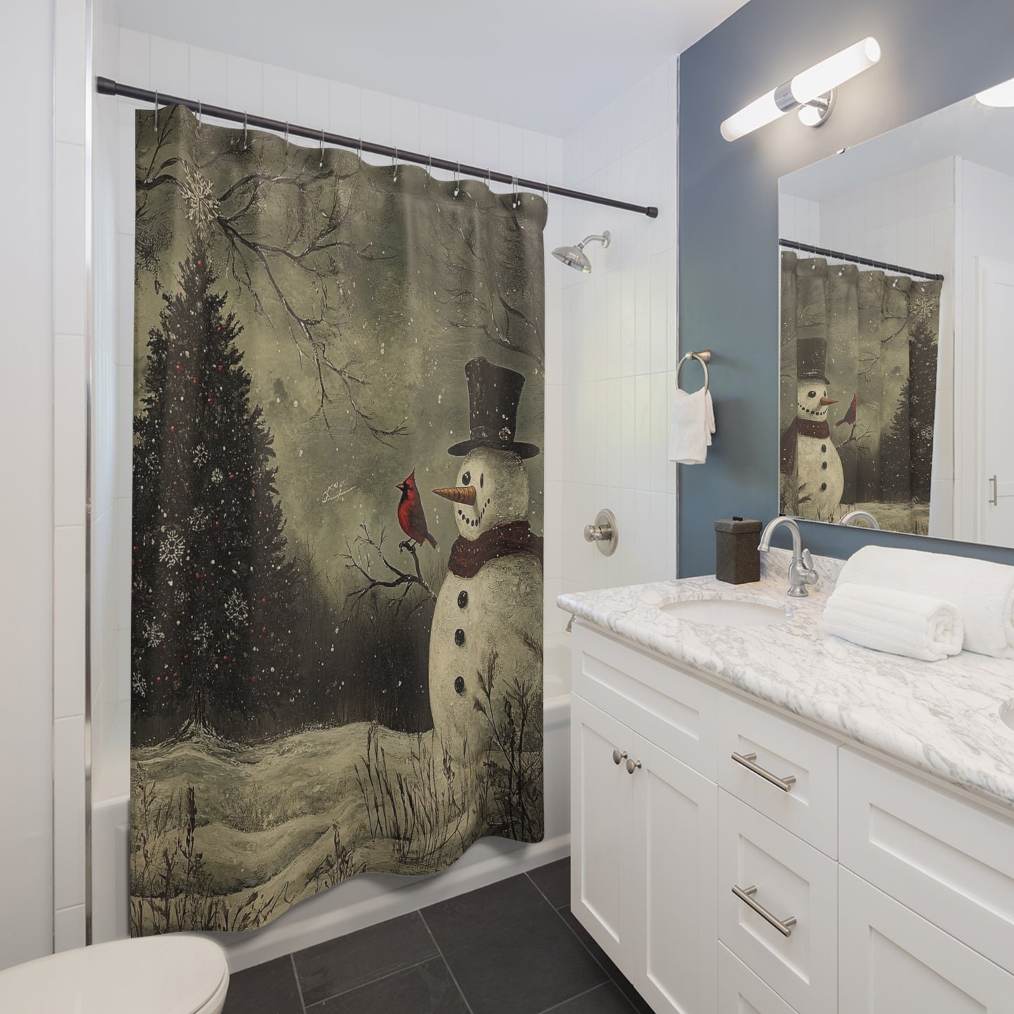 Winter Wonderland Shower Curtain, Holiday Decor, Christmas