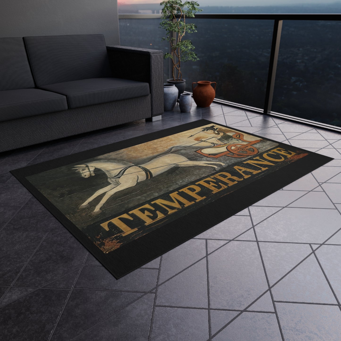 Vintage Temperance Outdoor Rug - Stylish and Durable for Patios & Gardens