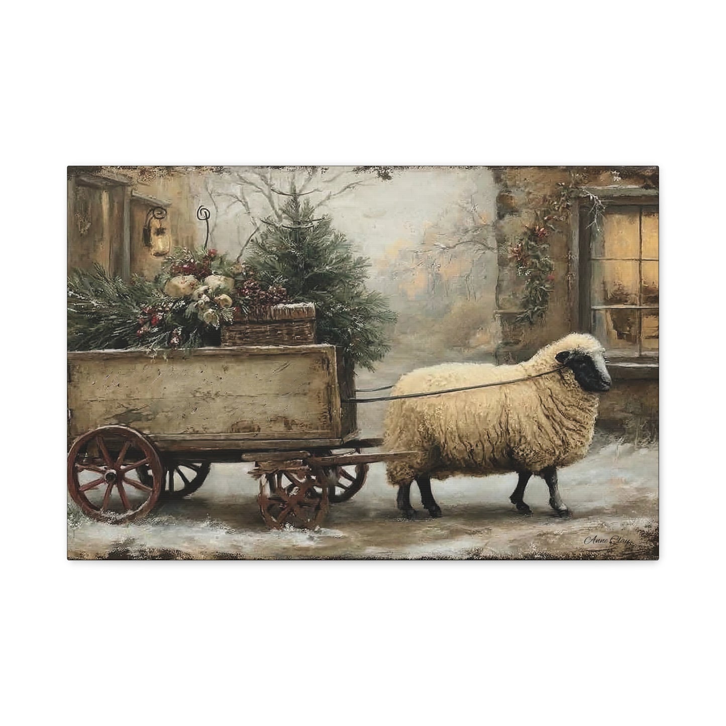 Rustic Sheep Canvas Wall Art