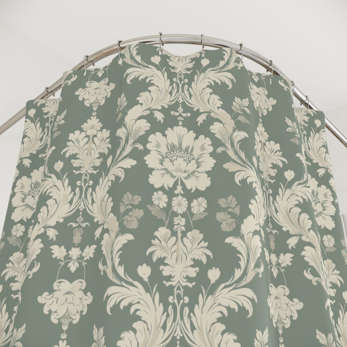 Green Damask Shower Curtains