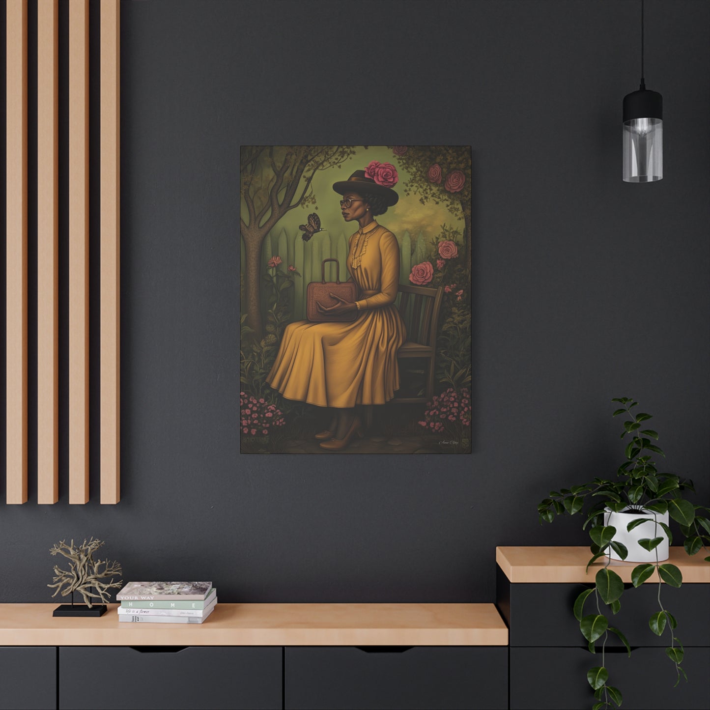 Elegant Canvas Wall Art, Vintage Woman Decor, Home Decoration, Gift for Mother’s Day, Floral Canvas Print, Art for Living Room
