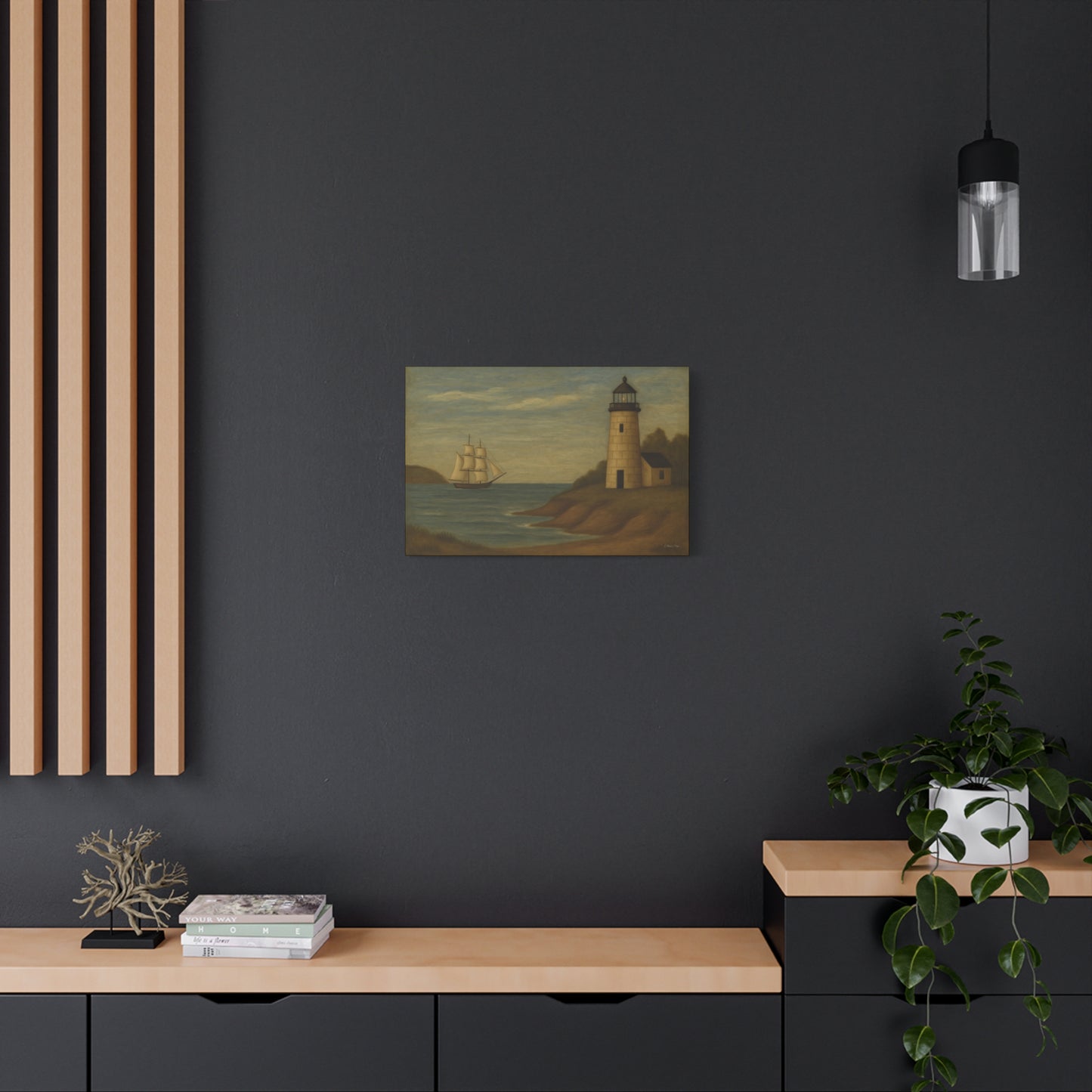 Nautical Canvas Art, Coastal Lighthouse Wall Decor, Home Living Room Decoration, Beach House Gift, Maritime Art Print, Ocean Theme Artwork