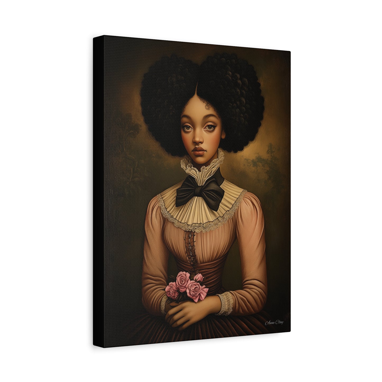 Beautiful Vintage Matte Canvas Wall Art, Floral Girl Portrait, Home Decor, Gift for Her, Living Room, Wedding Decor, Artwork