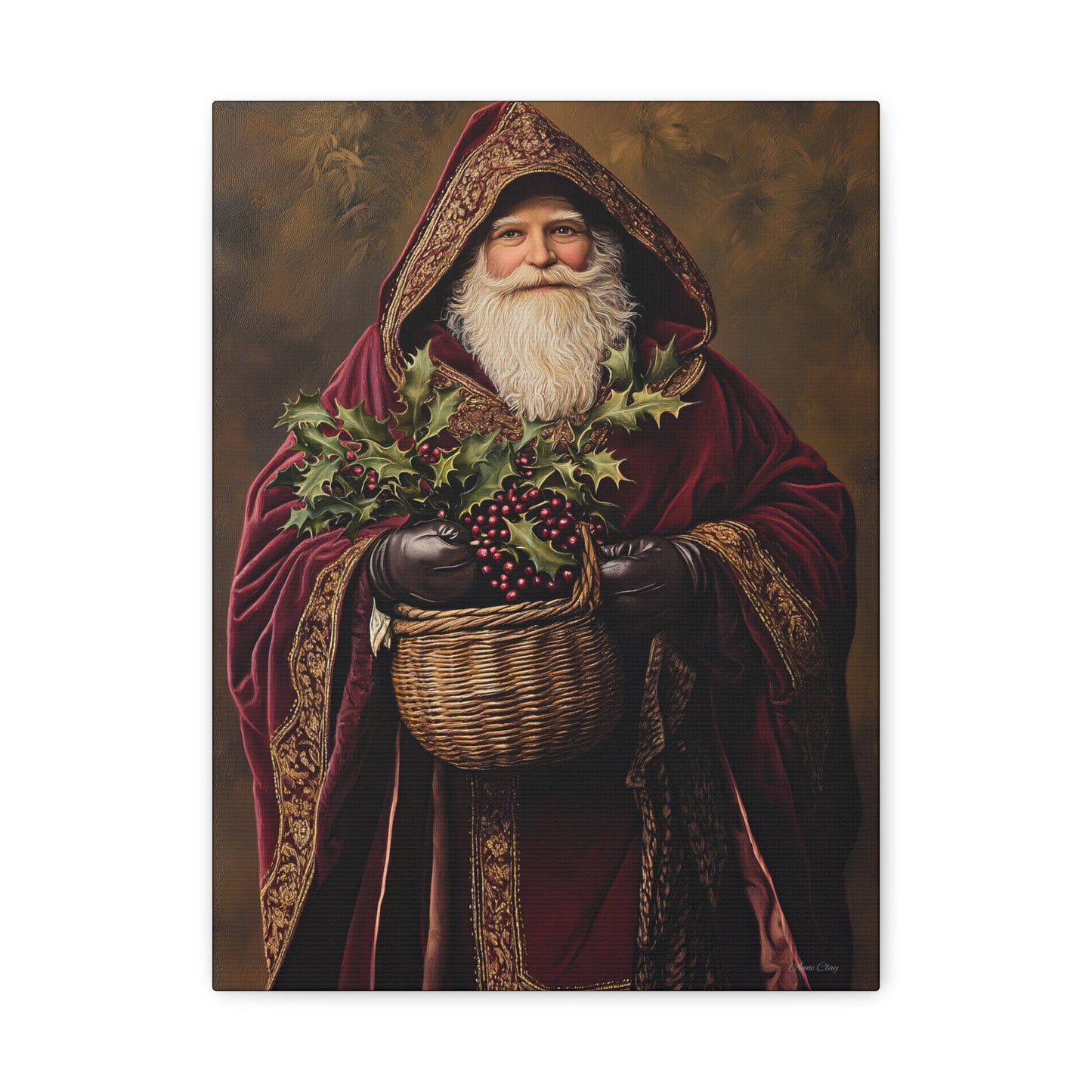 Burgundy Berry Santa Matte Canvas, Stretched, 1.25"