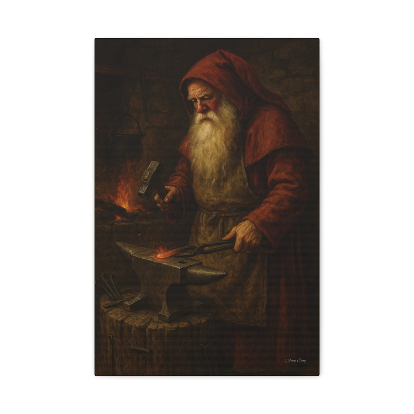 Artistic Canvas Wall Art -  Blacksmith Santa