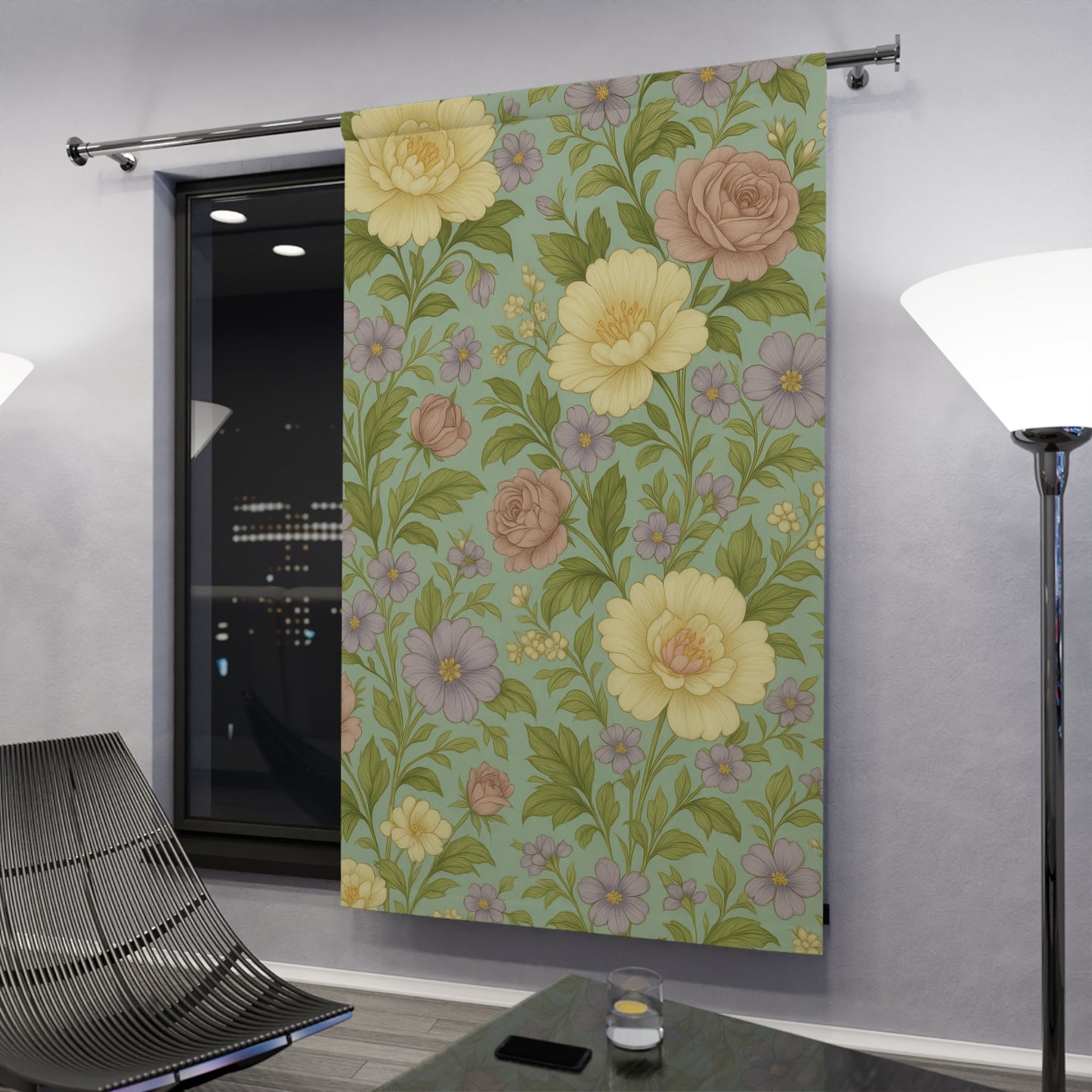 Floral Window Curtains, Botanical Print Drapes, Home Décor, Spring Decoration, Room Darkening Fabric