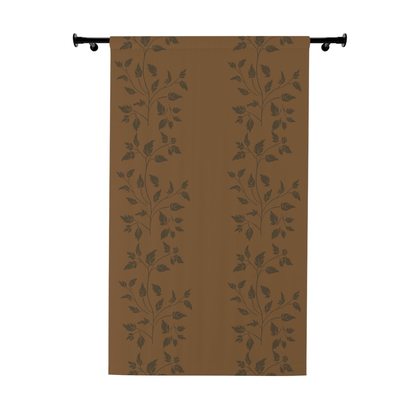 Gold Curtain with Vine Stencil Window Curtains (1 Piece)