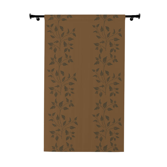 Gold Curtain with Vine Stencil Window Curtains (1 Piece)