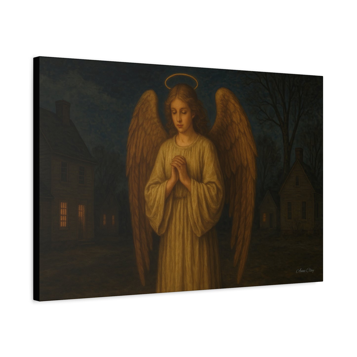 Angel Canvas Wall Art, Religious Home Decor, Spiritual Gift, Prayerful Angel Print, Serene Angel Artwork