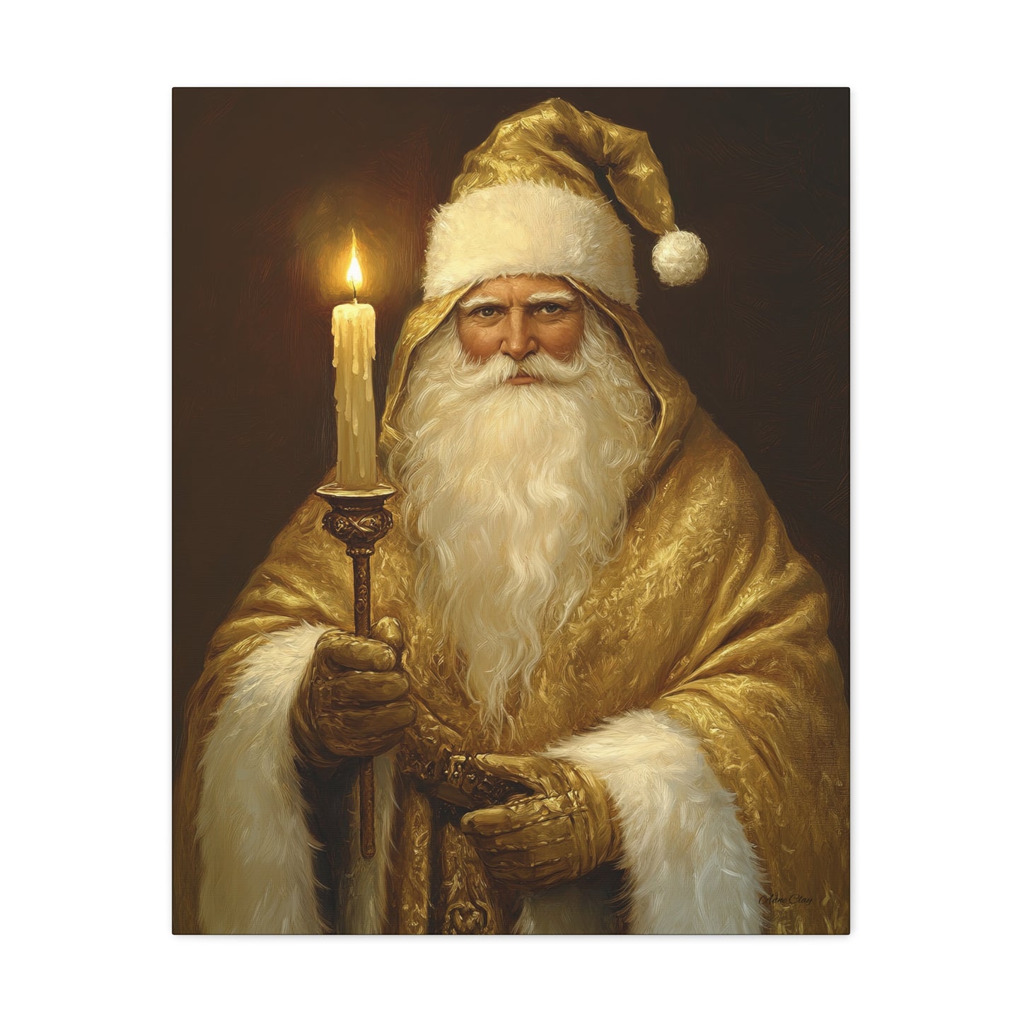 Golden Glow Santa Matte Canvas, Stretched, 1.25"