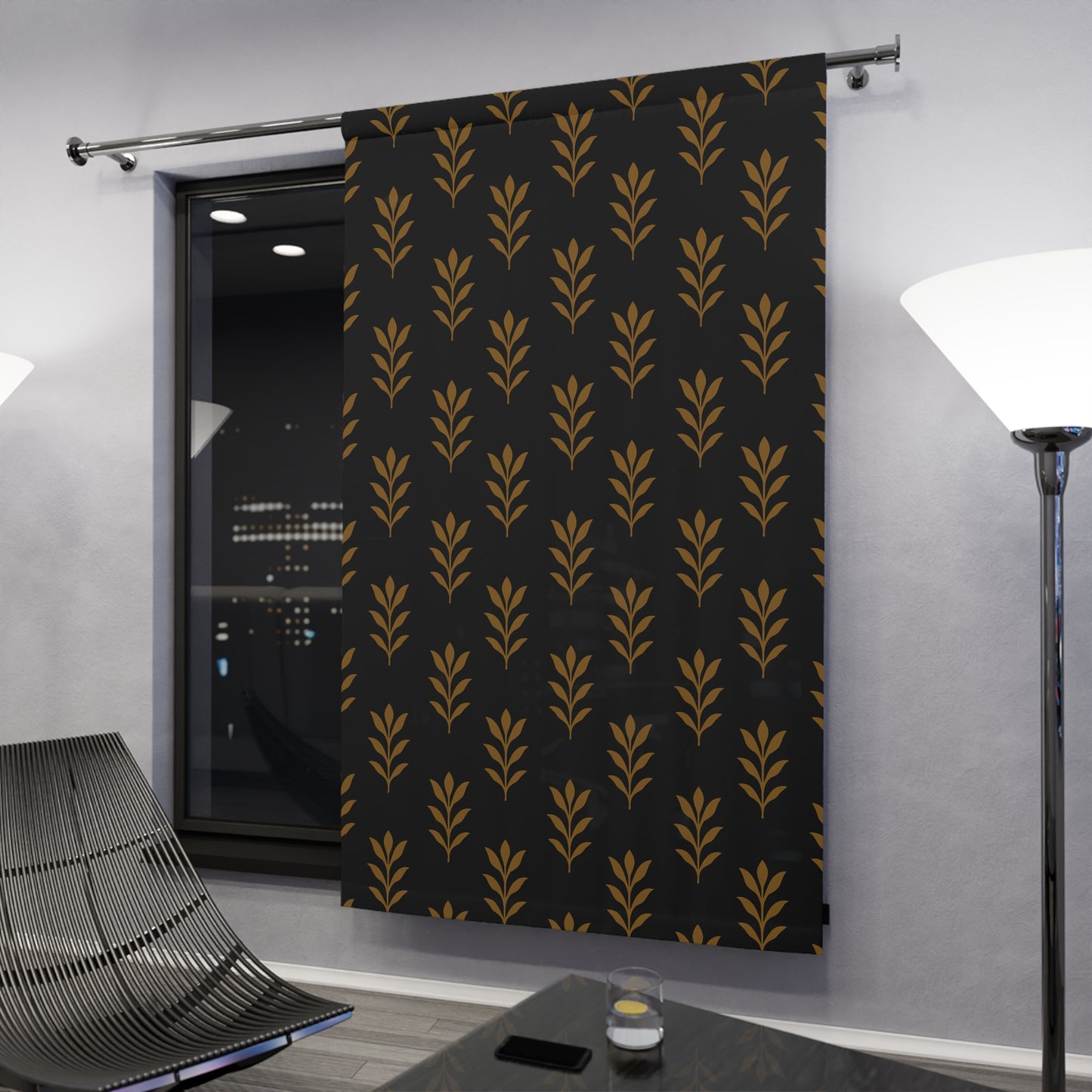 Chic Leaf Print Window Curtain, Modern Blackout Curtain, Home Decor, Living Room Drapes, Stylish Window Treatment