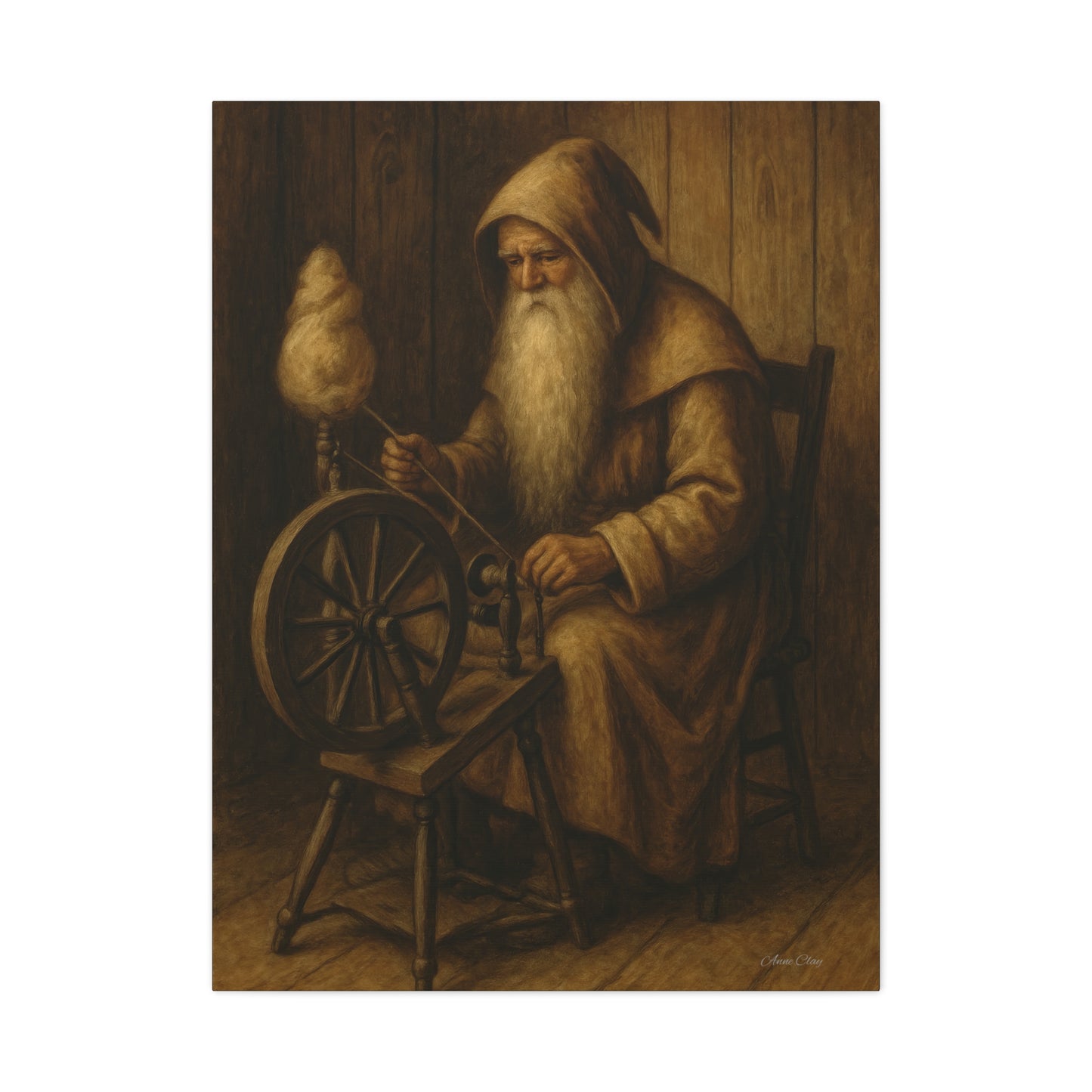 Artistic Wall Canvas: Spinning Yarn Scene