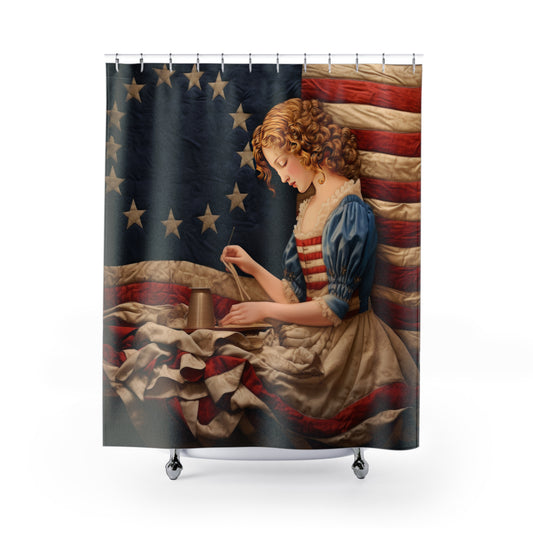 Patriotic Vintage Shower Curtain - Americana Home Decor