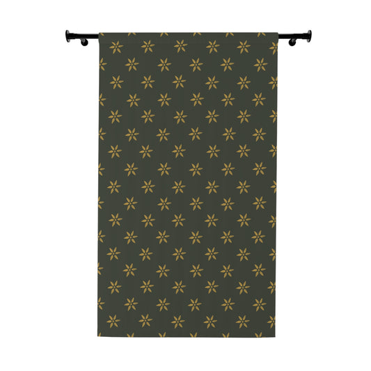 Gold on Green Petal Window Curtains (1 Piece)