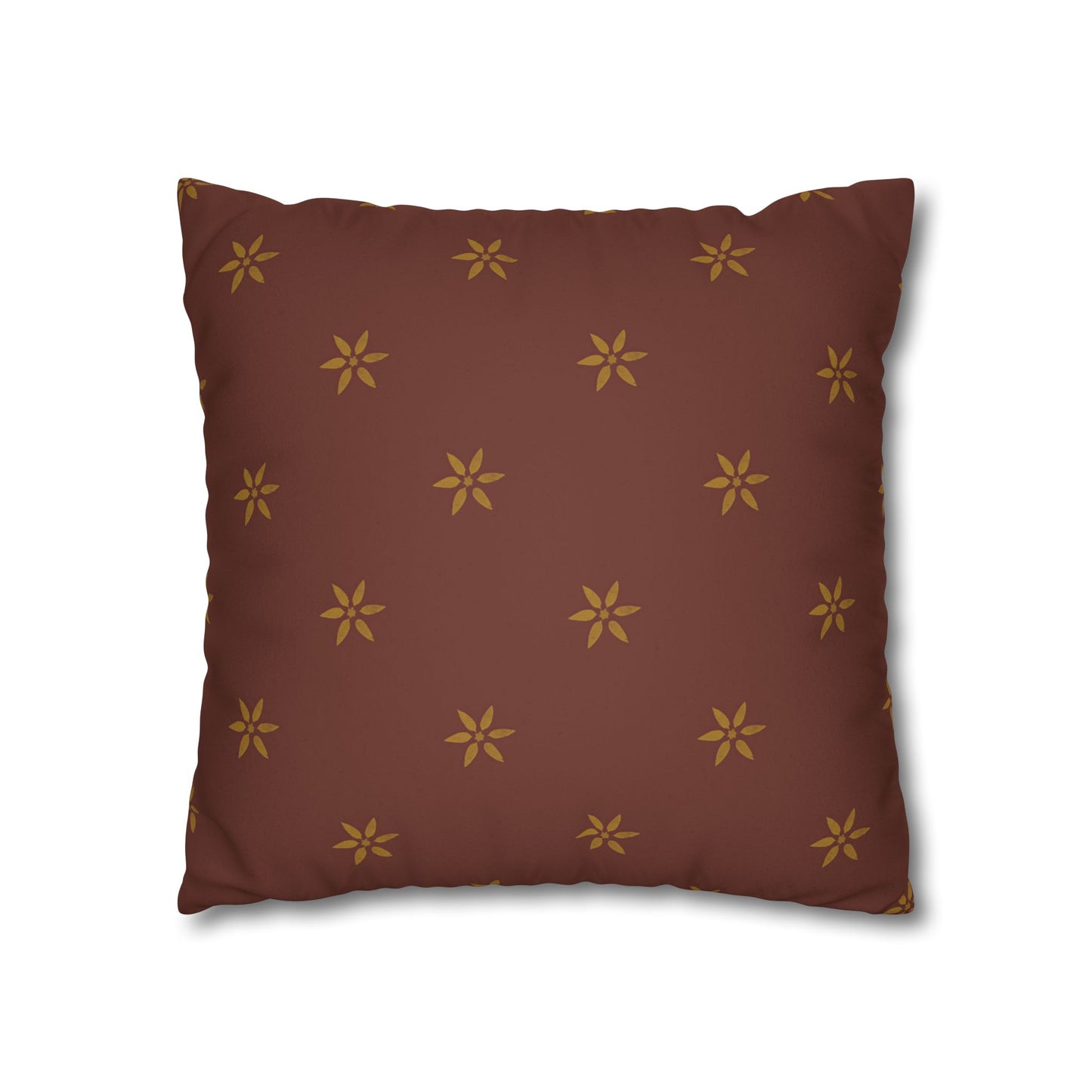 Fantasy Collection Red with Gold Stencil Faux Suede Square Pillowcase