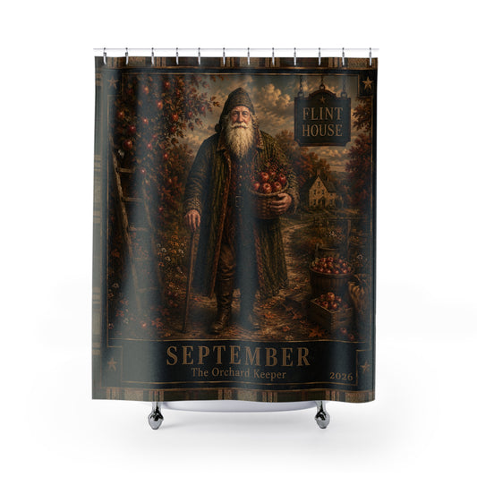 September Orchard Keeper Shower Curtain – Vintage Rustic Autumn Farmhouse Decor