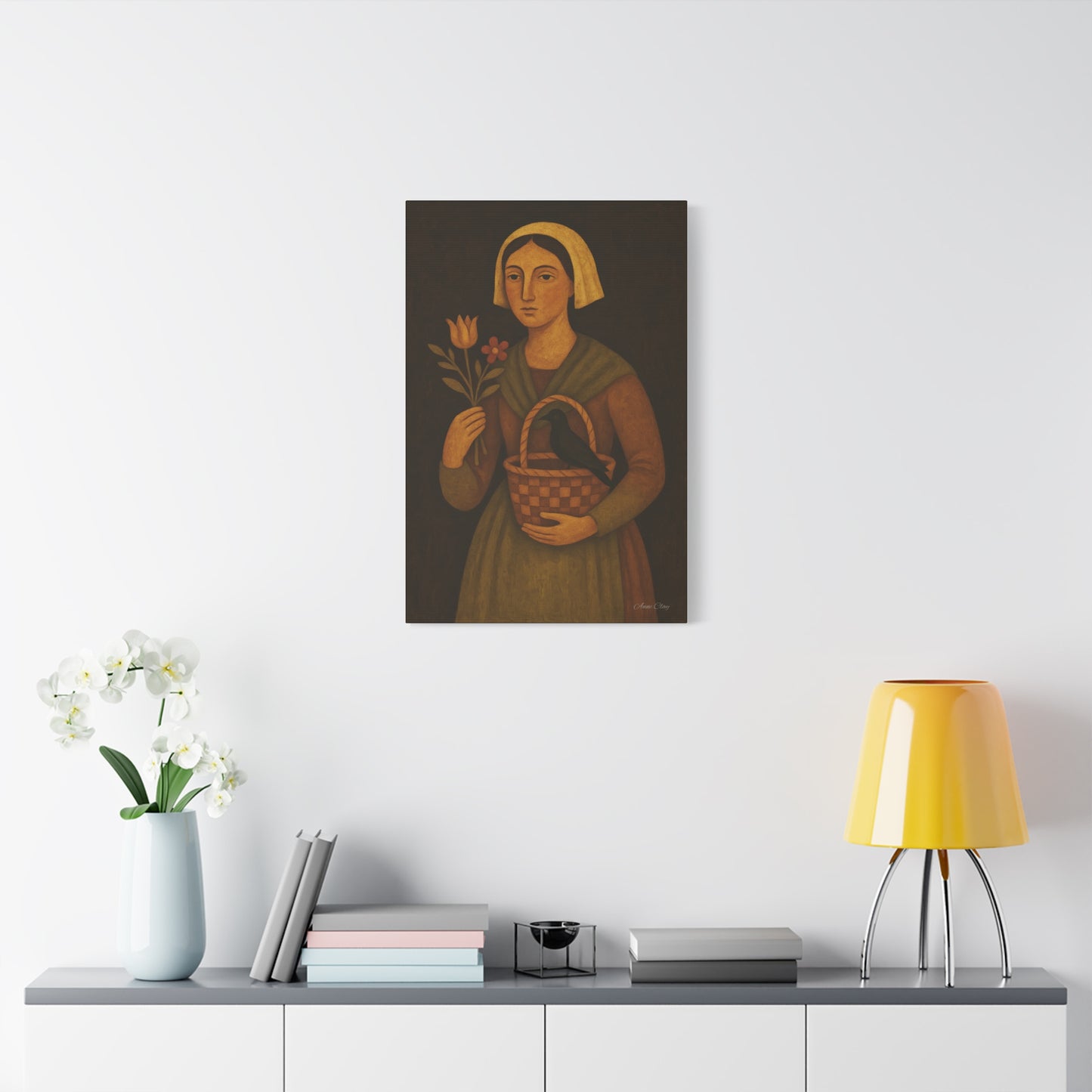 Vintage Woman with Flowers Canvas Art Print, Rustic Home Decor, Wall Art for Candlelit Rooms, Gift for Nature Lovers, Farmhouse Style, [...]