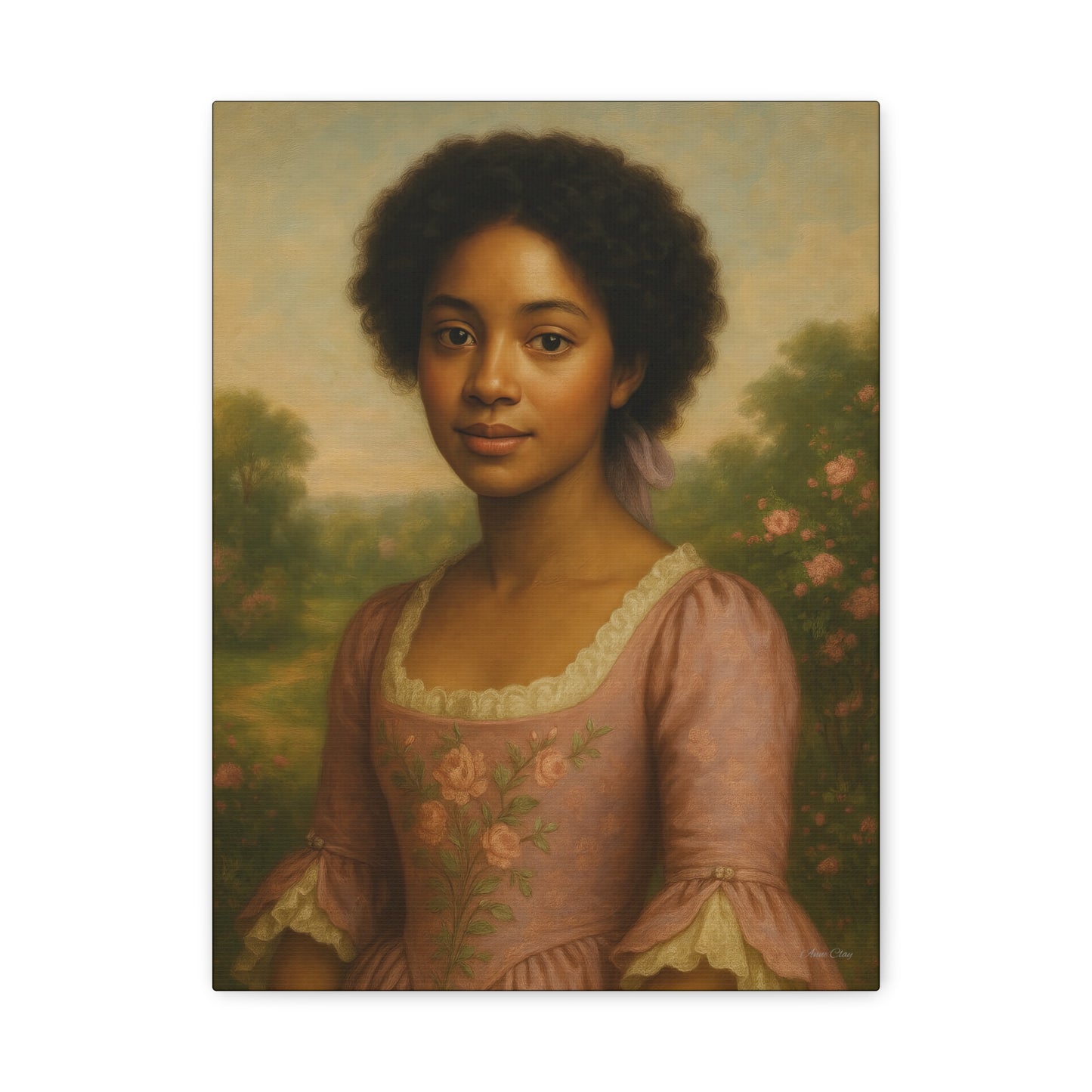 Elegant Portrait Canvas Art for Home Decor, Black Woman Artwork, Floral Wall Art, Vintage Style Painting, Gift for Art Lovers