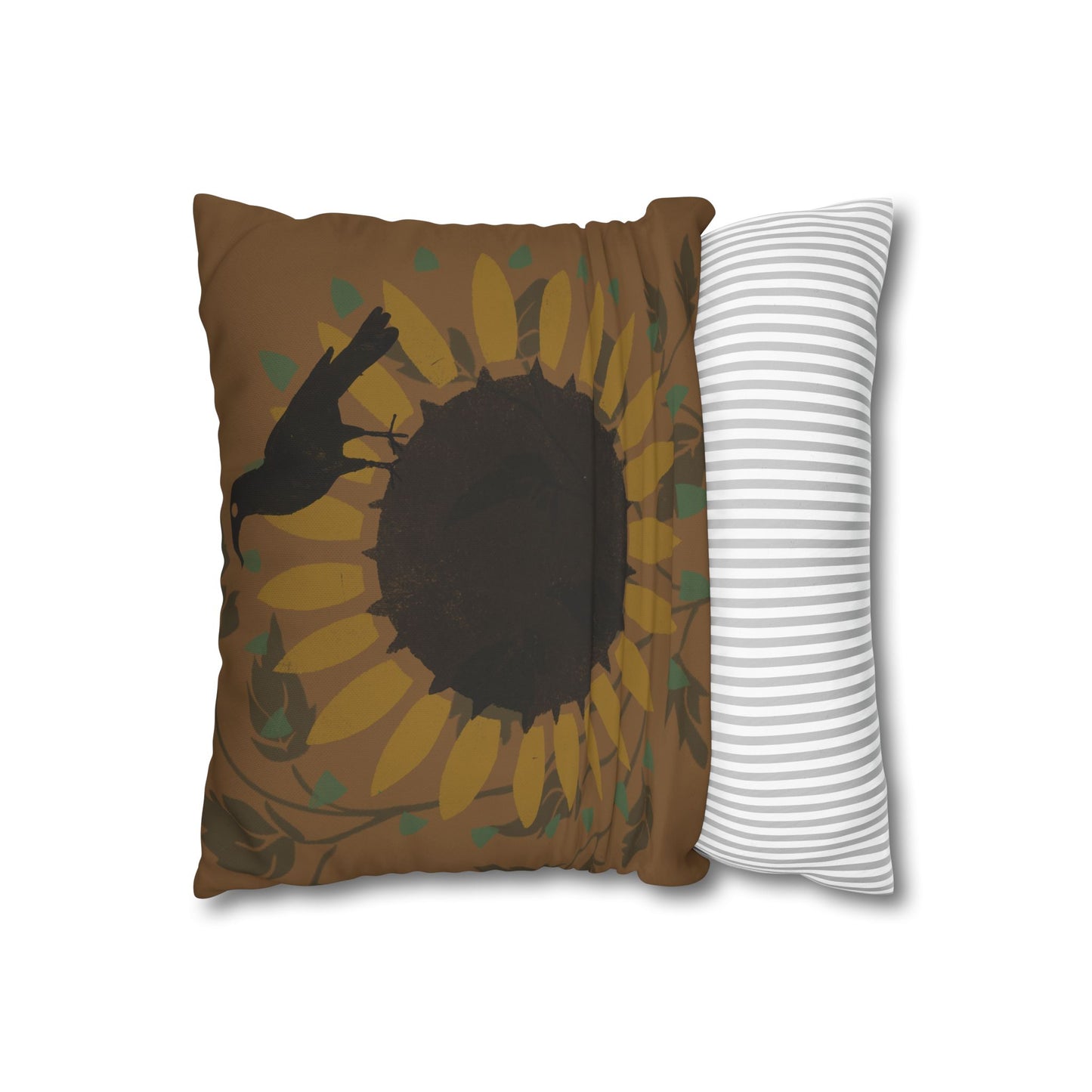 Sunflower and Crow Stencil Pillow Square Poly Canvas Pillowcase