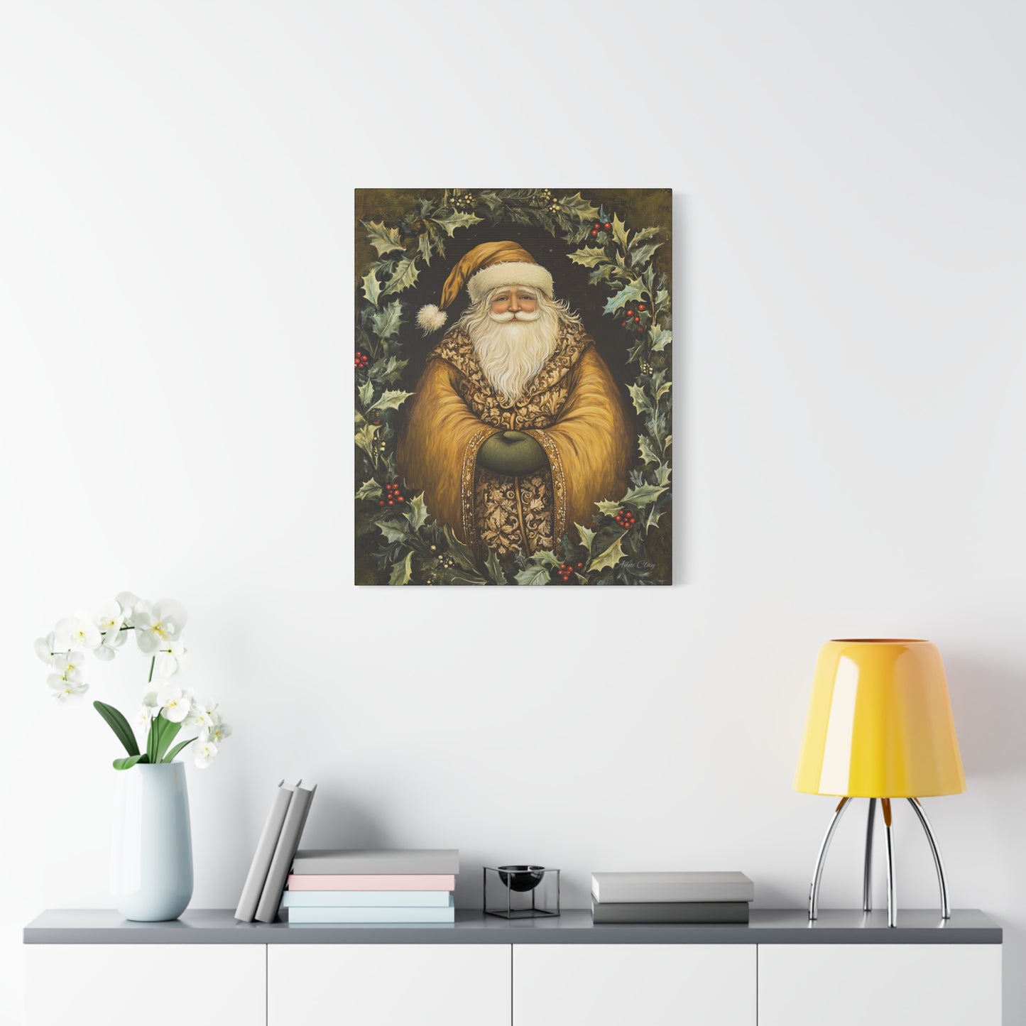 Jolly Gold Santa Matte Canvas, Stretched, 1.25"