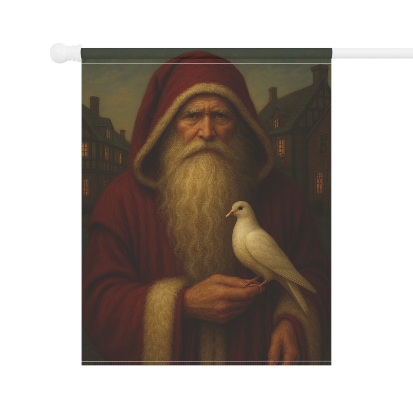 Christmas Garden Banner with Santa Holding Dove