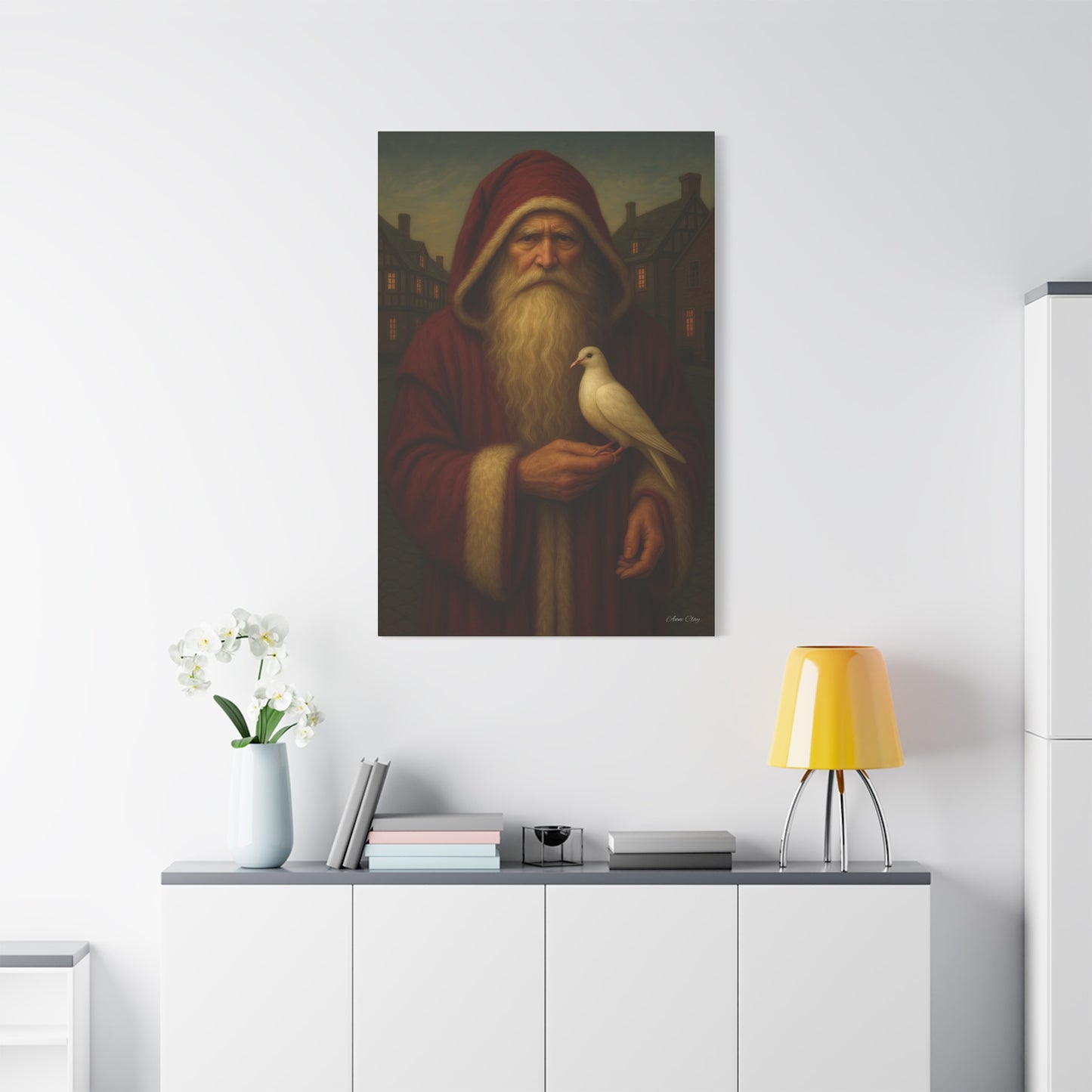 Santa with Dove Canvas Art Print