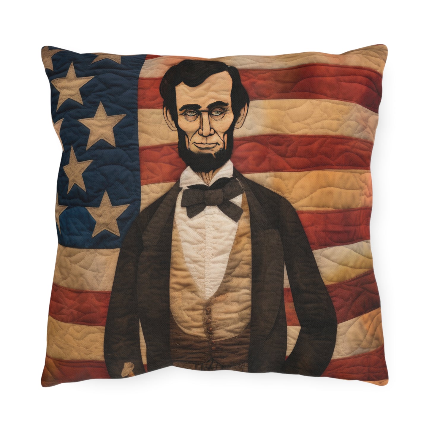 Stitched Abe Lincoln Outdoor Pillows
