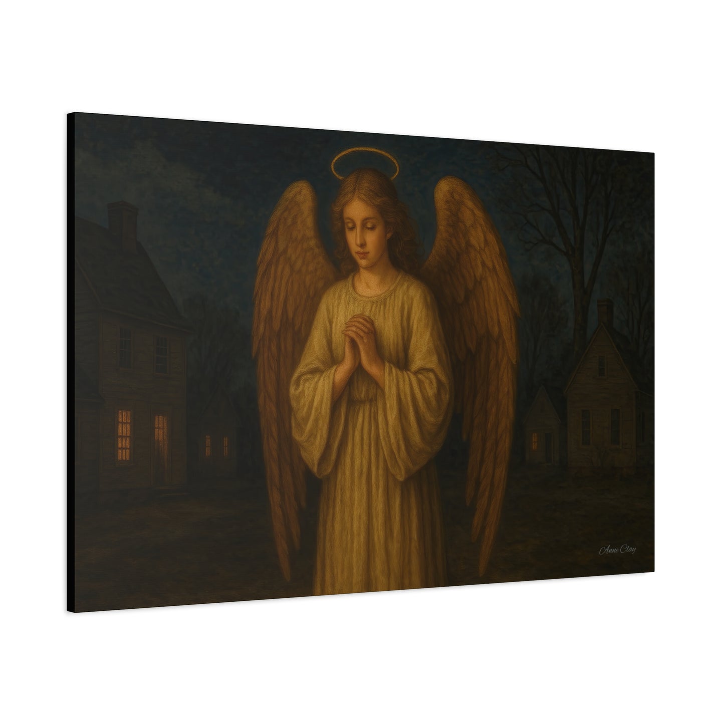 Angel Canvas Wall Art, Religious Home Decor, Spiritual Gift, Prayerful Angel Print, Serene Angel Artwork