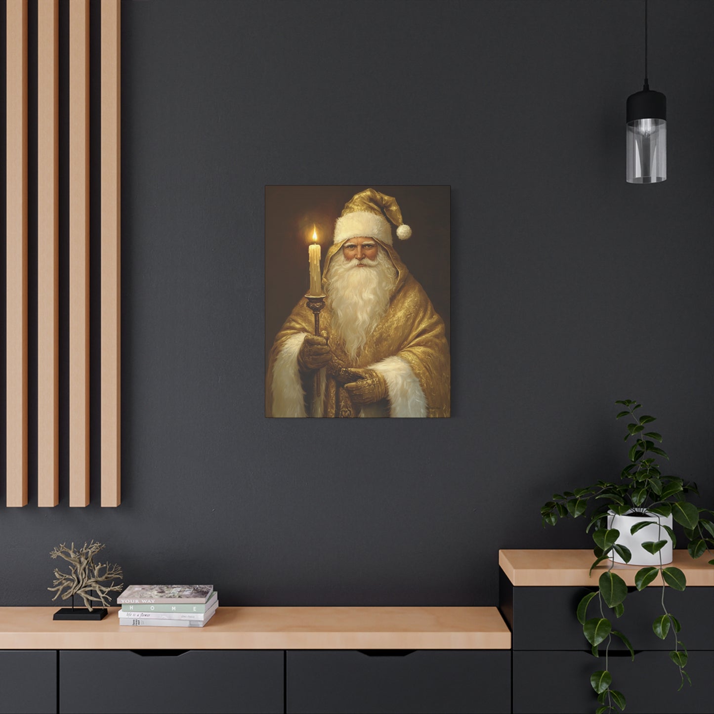 Golden Glow Santa Matte Canvas, Stretched, 1.25"