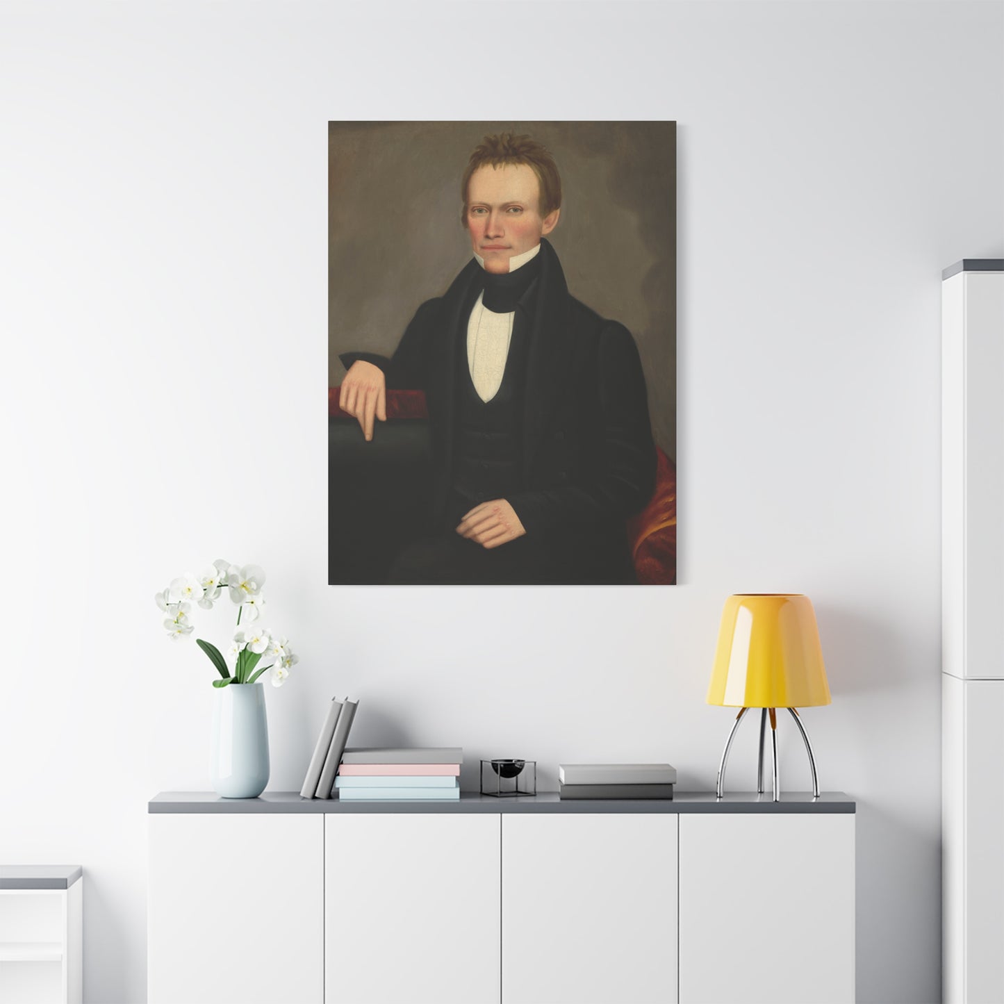 Early American Folk Art Man Classic Portrait Canvas Wall Art - Timeless Elegance for Home Decor