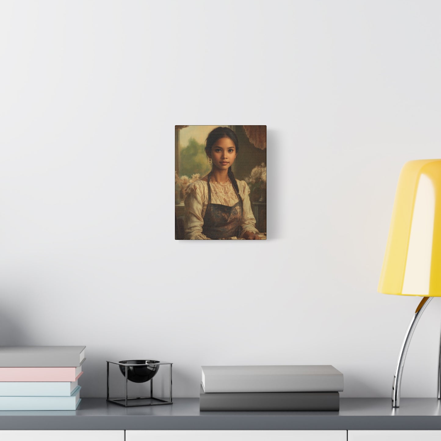 Elegant Stretched Canvas Art, Portrait with Vintage Aesthetic, Home Decor, Gift for Art Lovers, Wall Art, Framed Artwork