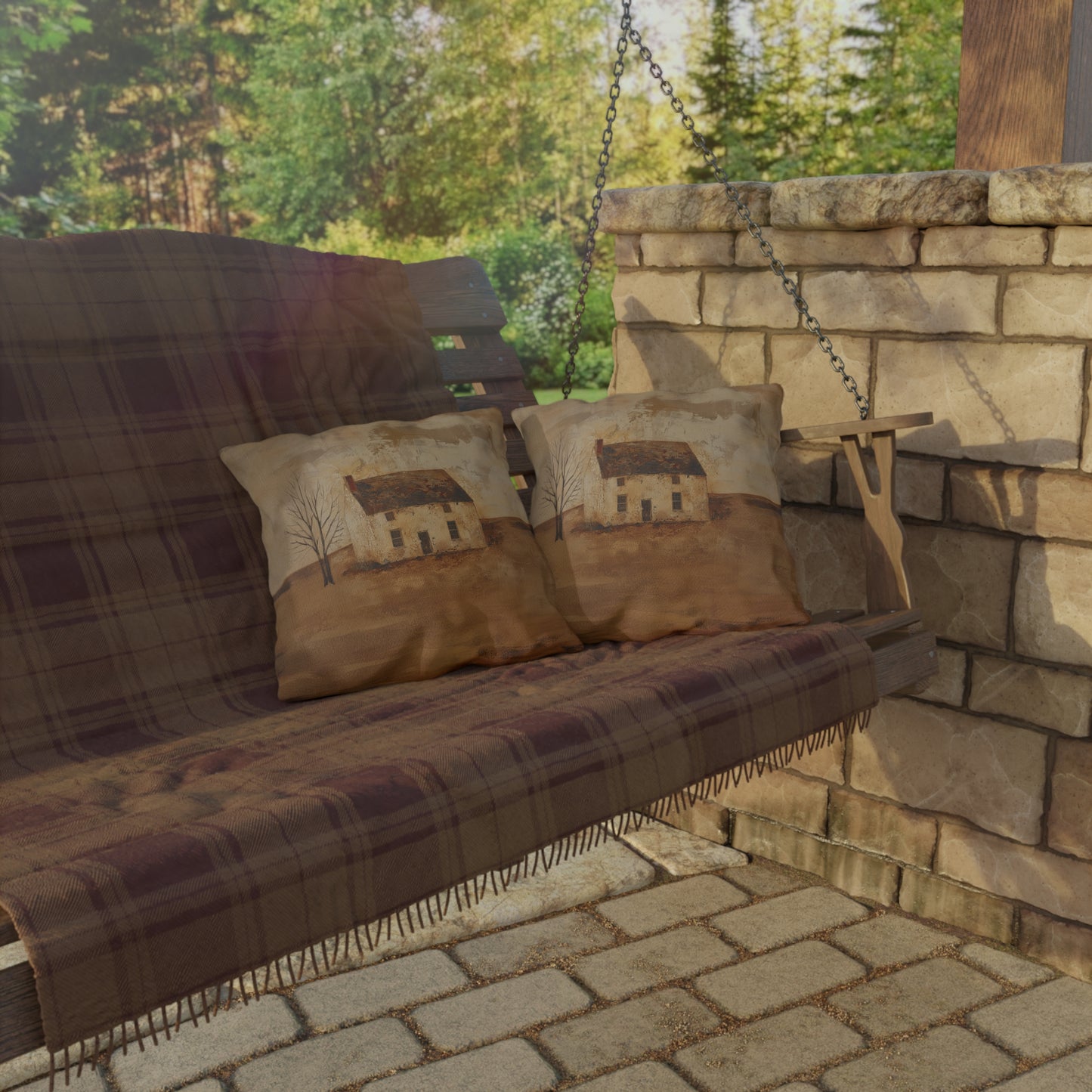 Primitive House Outdoor Pillows