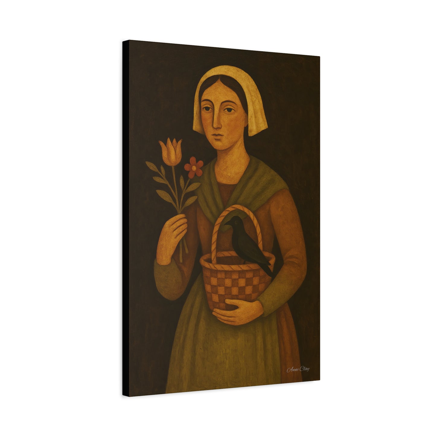 Vintage Woman with Flowers Canvas Art Print, Rustic Home Decor, Wall Art for Candlelit Rooms, Gift for Nature Lovers, Farmhouse Style, [...]