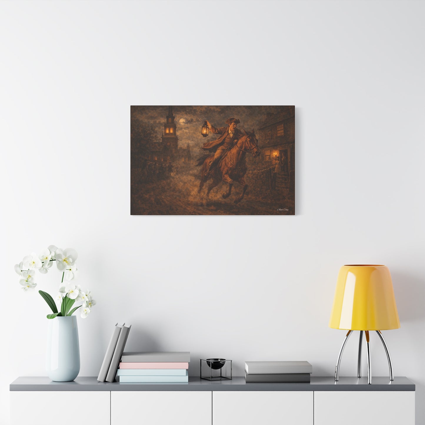 Liberty Rider Matte Canvas Wall Art — Midnight Lantern Horseman Print