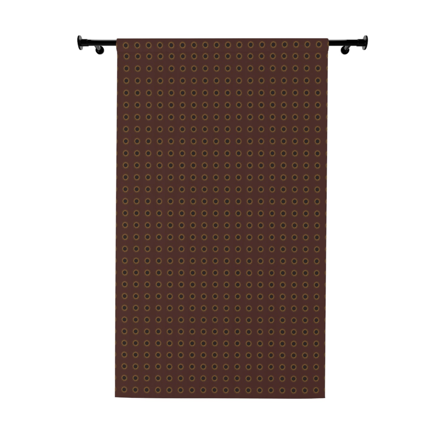 Early American Sunflower Stencil on Red Window Curtains (1 Piece)