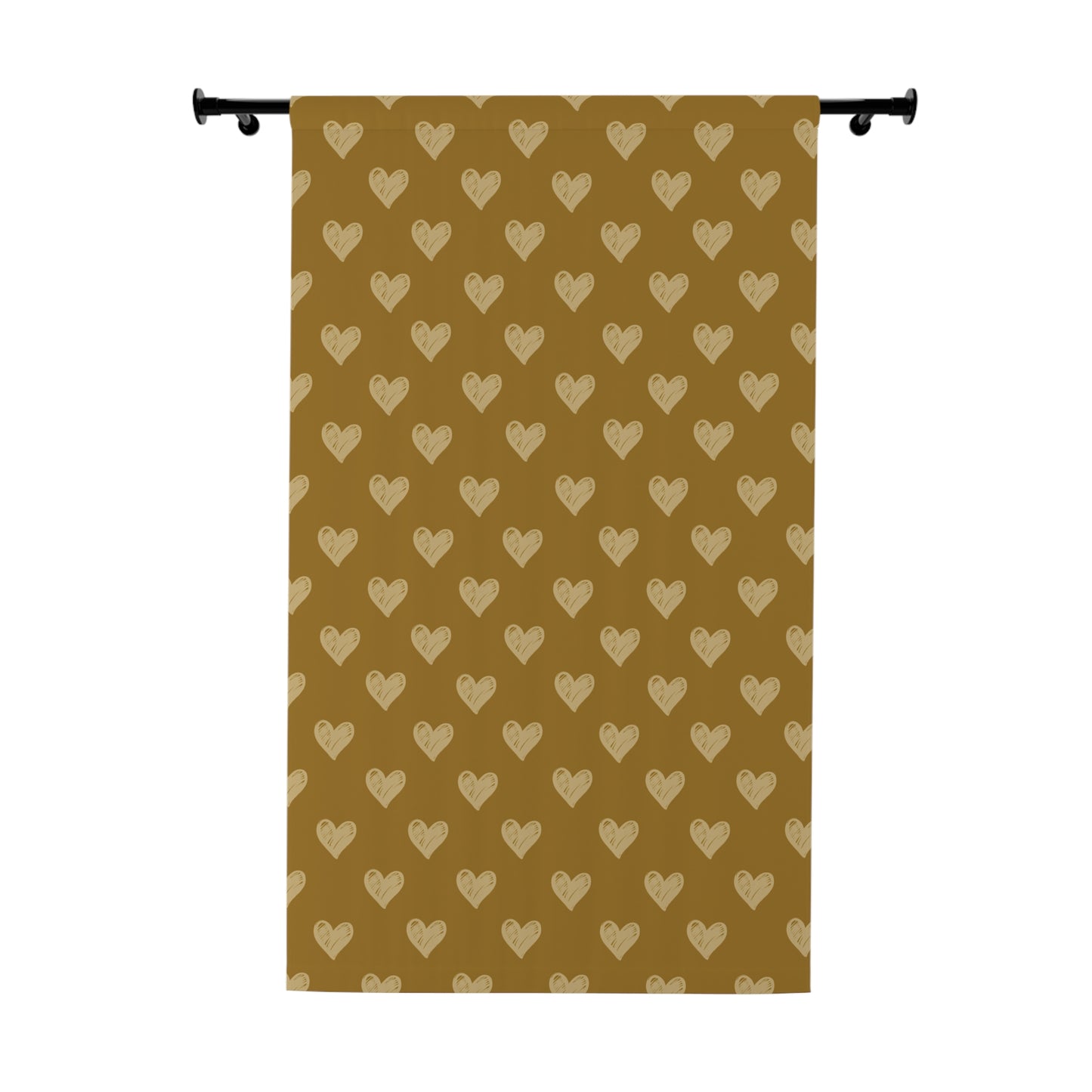 Cream Hearts on Deeper Gold Window Curtains (1 Piece)