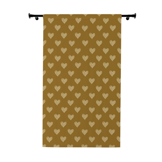 Cream Hearts on Deeper Gold Window Curtains (1 Piece)